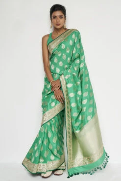 Adaj Benarasi Saree - Green