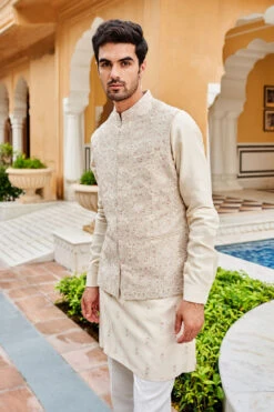 Gaith Nehru Jacket - Off White -Anita Dongre AD F22B15RS Offwhite 4