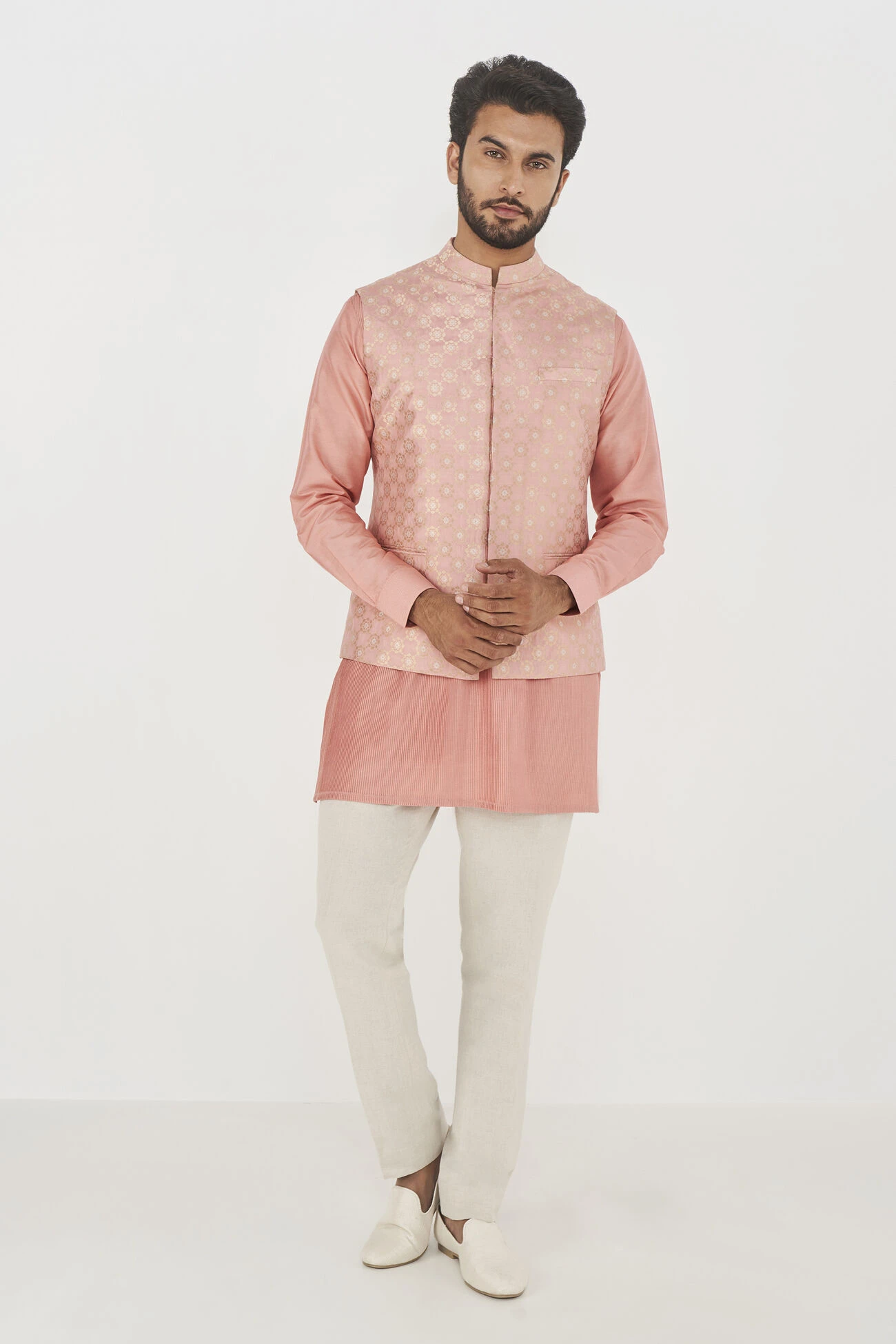 Nirved Nehru Jacket - Pink 3 Nirved Nehru Jacket - Pink