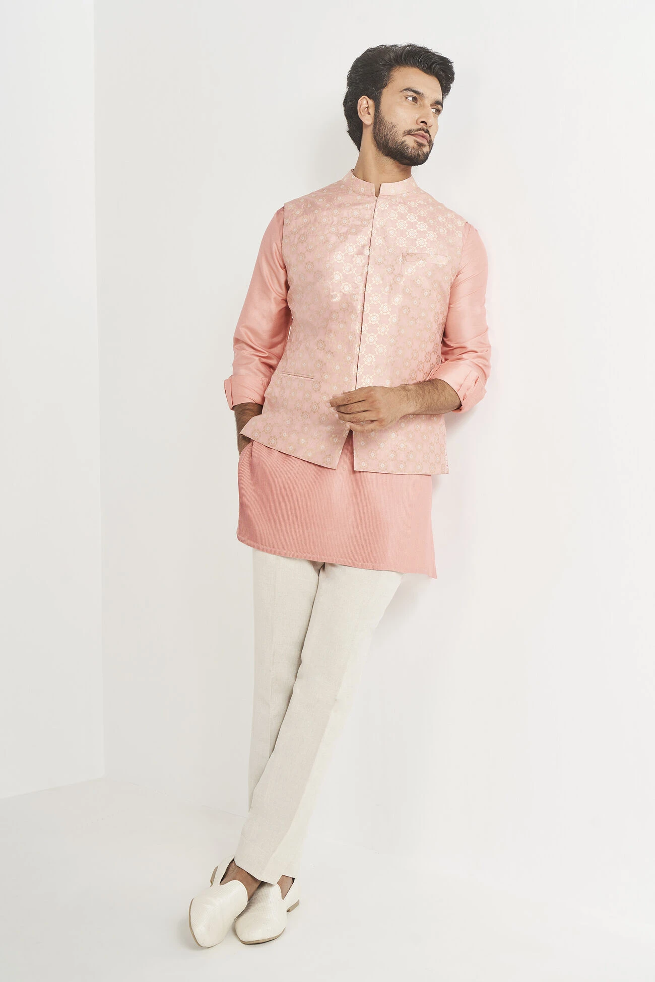 Nirved Nehru Jacket - Pink 6 Nirved Nehru Jacket - Pink - Image 4
