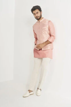 Nirved Nehru Jacket - Pink 13 Nirved Nehru Jacket - Pink -Anita Dongre AD F22B16BS Pink 5
