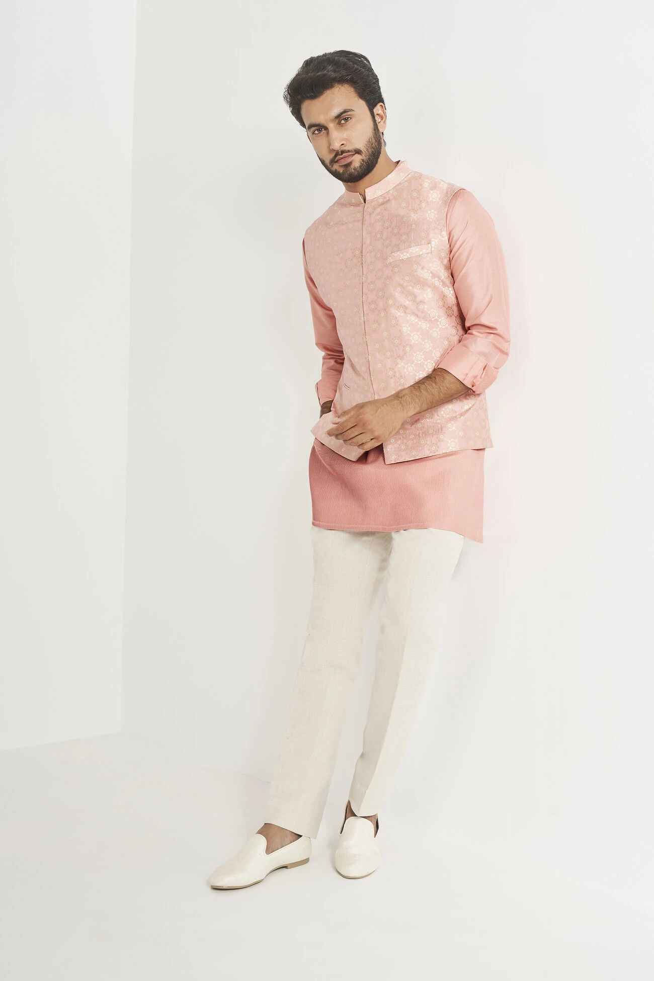 Nirved Nehru Jacket - Pink 7 Nirved Nehru Jacket - Pink - Image 5