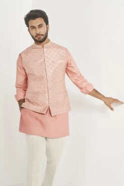 Nirved Nehru Jacket - Pink 14 Nirved Nehru Jacket - Pink -Anita Dongre AD F22B16BS Pink 6