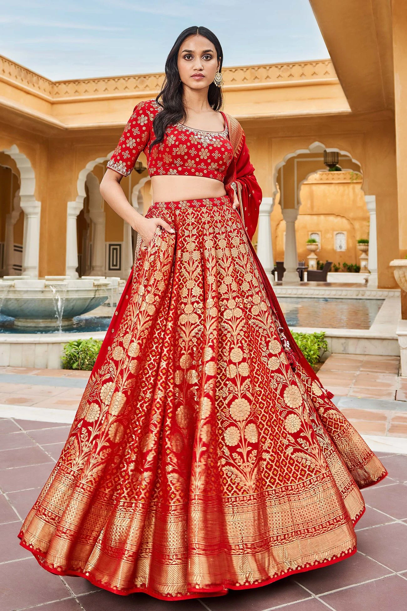 Valimai Lehenga Set - Red 3 Valimai Lehenga Set - Red