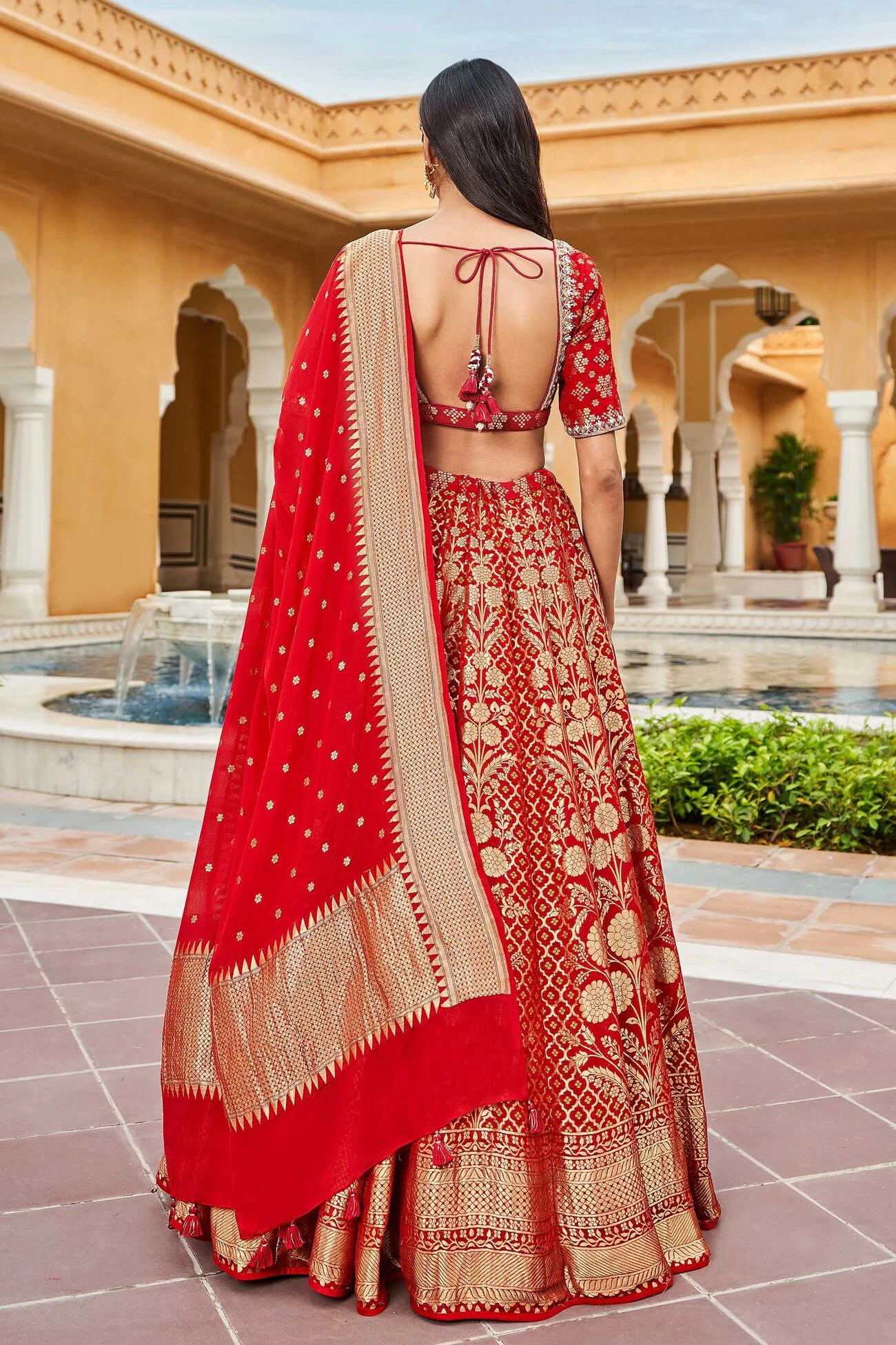 Valimai Lehenga Set - Red 5 Valimai Lehenga Set - Red - Image 3
