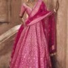 Aniq Lehenga Set - Hot Pink
