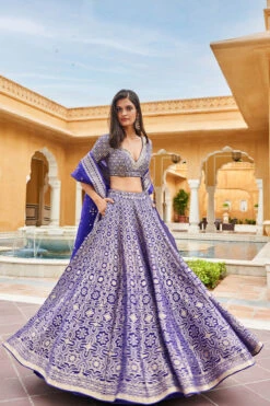 Aniq Lehenga Set - Blue