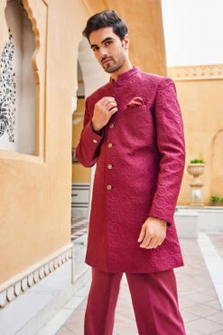 Zehab Sherwani - Maroon -Anita Dongre AD F22SR8FSBS MAROON 3