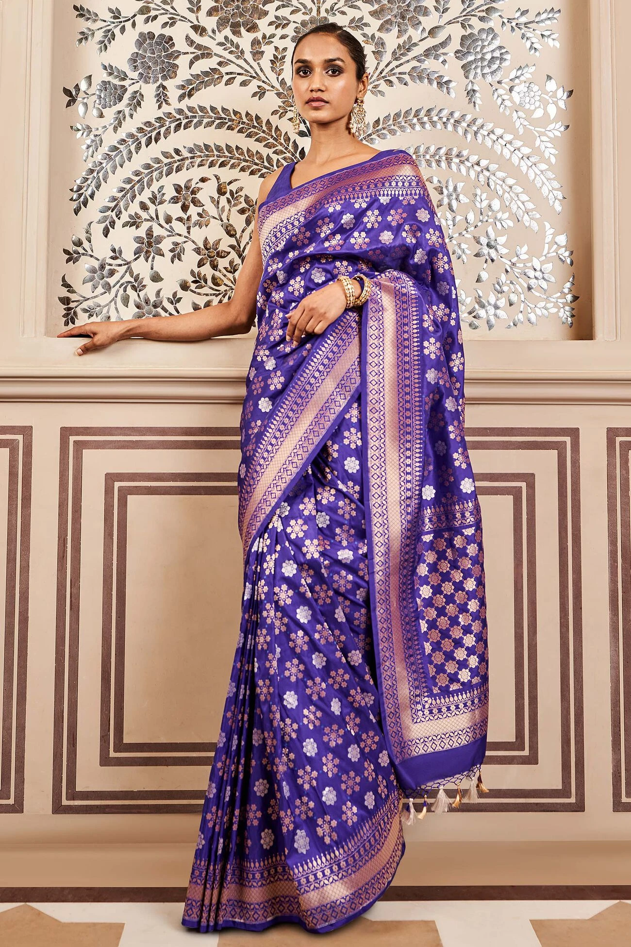 Tvesa Benarasi Saree - Blue 4 Tvesa Benarasi Saree - Blue - Image 2