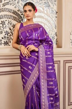 Sravya Benarasi Saree - Purple -Anita Dongre AD OBR2 Purple 4