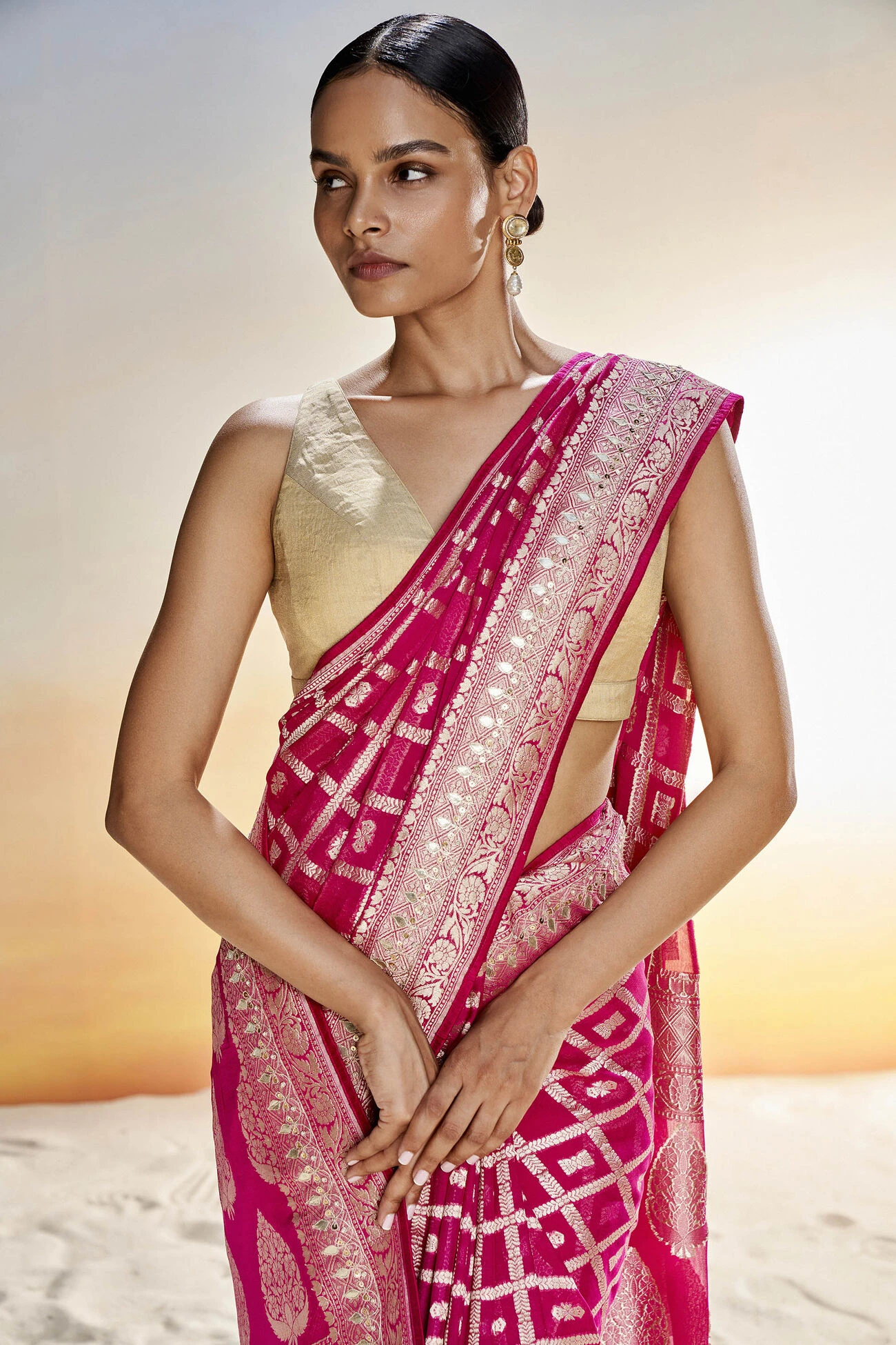 Chitra Benarasi Saree - Pink 6 Chitra Benarasi Saree - Pink - Image 4