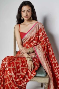 Nazaha Benarasi Saree - Orange -Anita Dongre BSR124 Orange 5