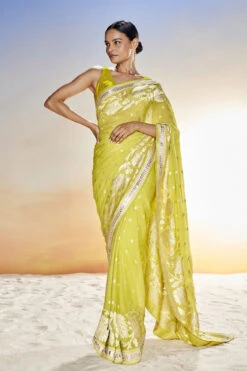 Abhinaya Benarasi Saree - Lime