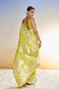Abhinaya Benarasi Saree - Lime -Anita Dongre BSR69 Lime 3