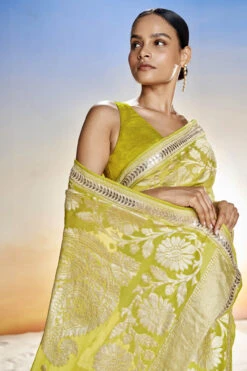 Abhinaya Benarasi Saree - Lime -Anita Dongre BSR69 Lime 5