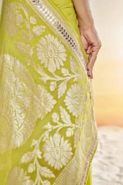 Abhinaya Benarasi Saree - Lime -Anita Dongre BSR69 Lime 6