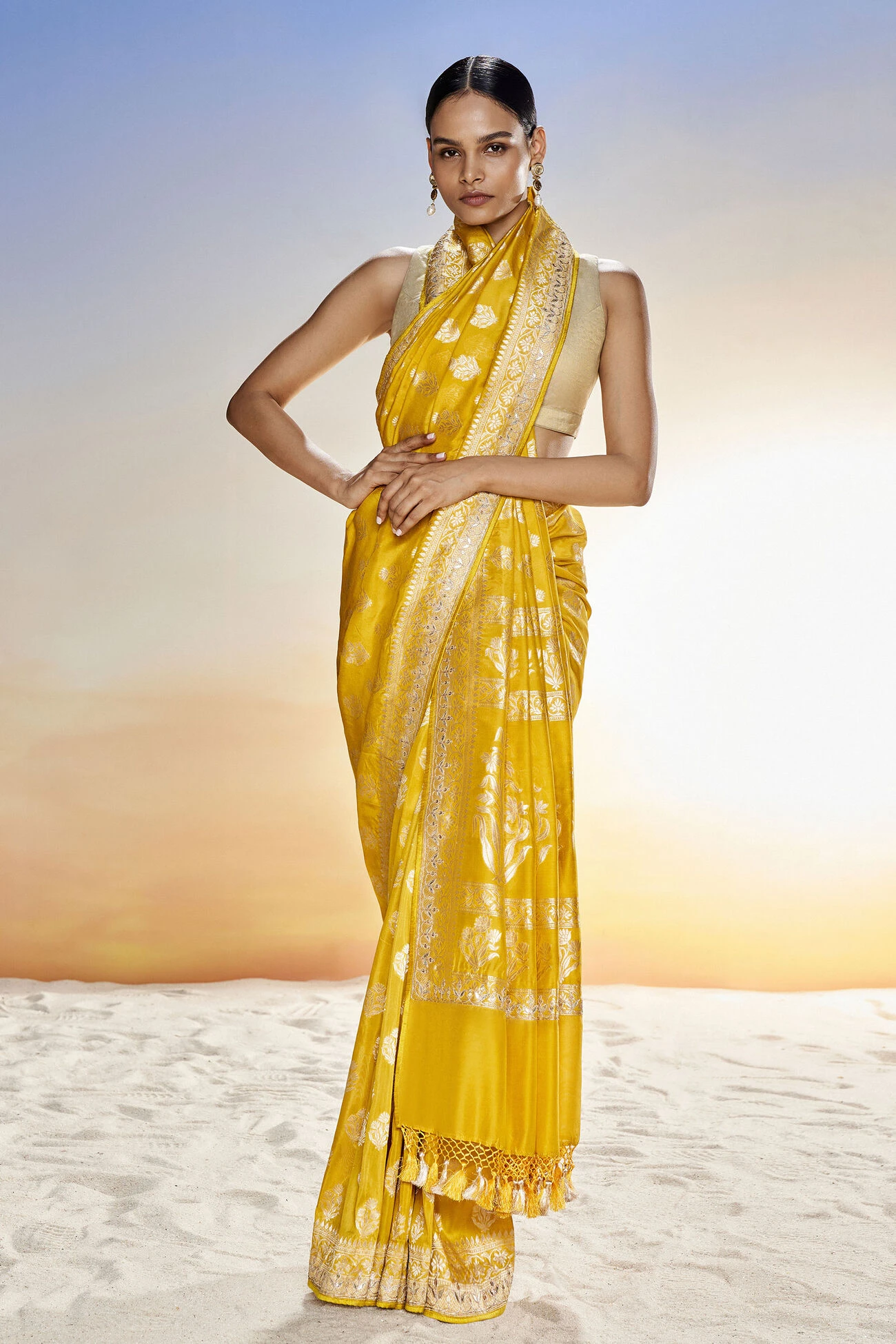 Sahana Benarasi Saree -Mustard 3 Sahana Benarasi Saree -Mustard