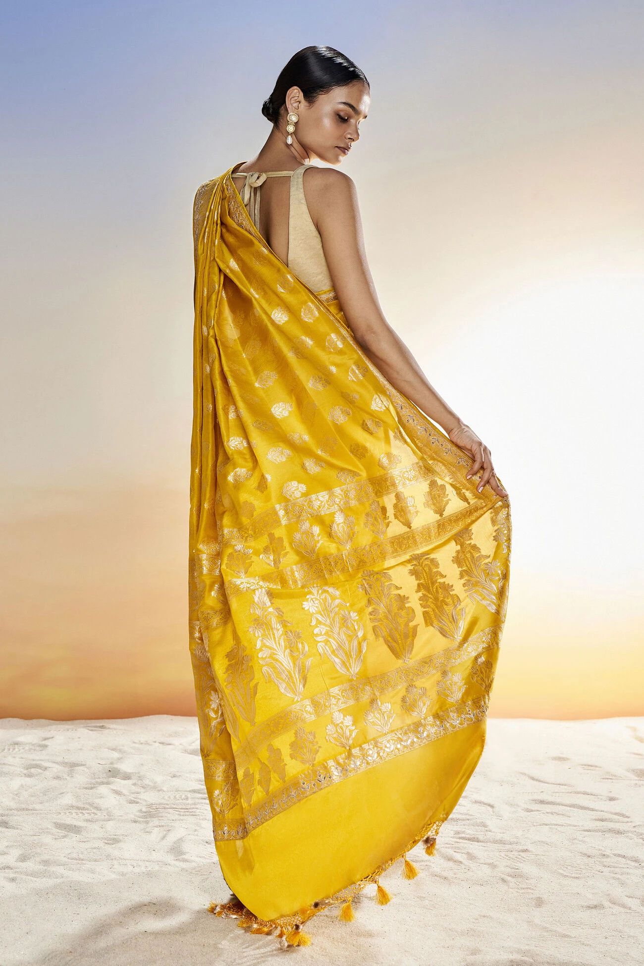 Sahana Benarasi Saree -Mustard 6 Sahana Benarasi Saree -Mustard - Image 4