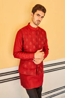 Ehan Nehru Jacket - Maroon -Anita Dongre F22B26RS maroon 4