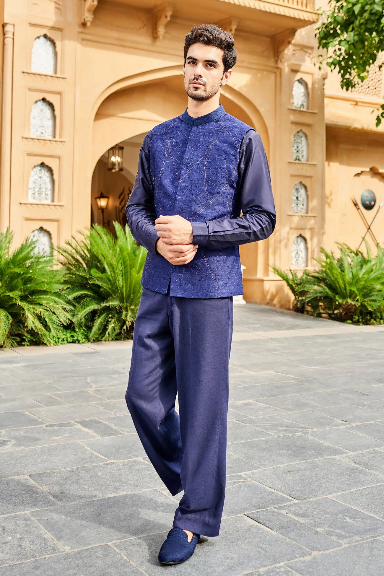 Naim Nehru Jacket - Navy 3 Naim Nehru Jacket - Navy