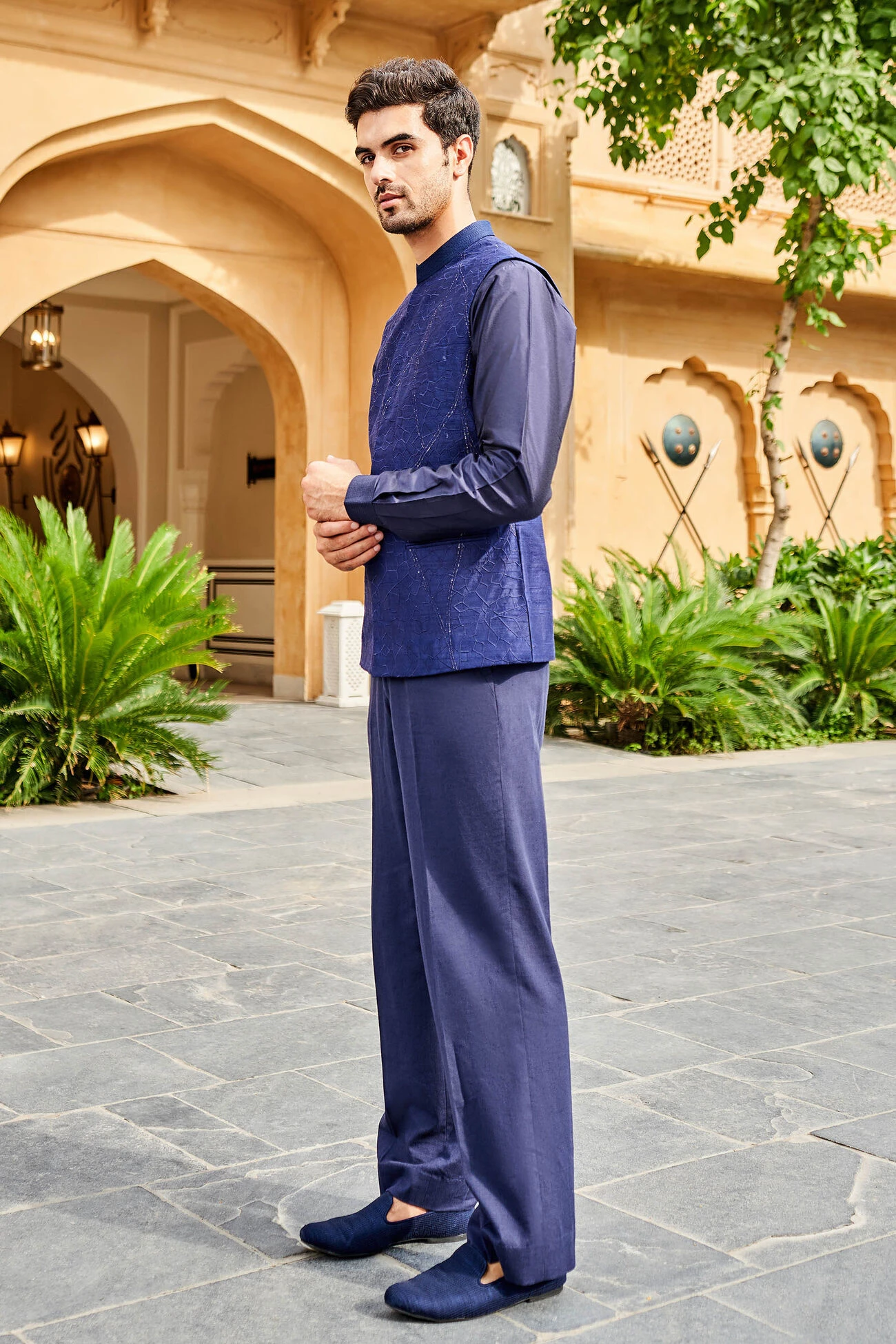 Naim Nehru Jacket - Navy 5 Naim Nehru Jacket - Navy - Image 3