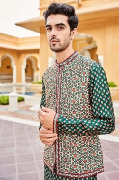 Arham Nehru Jacket - Emerald Green -Anita Dongre F22B37RS EmeraldGreen 4