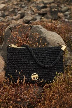 Nocturnal Black Glass Beaded Bag