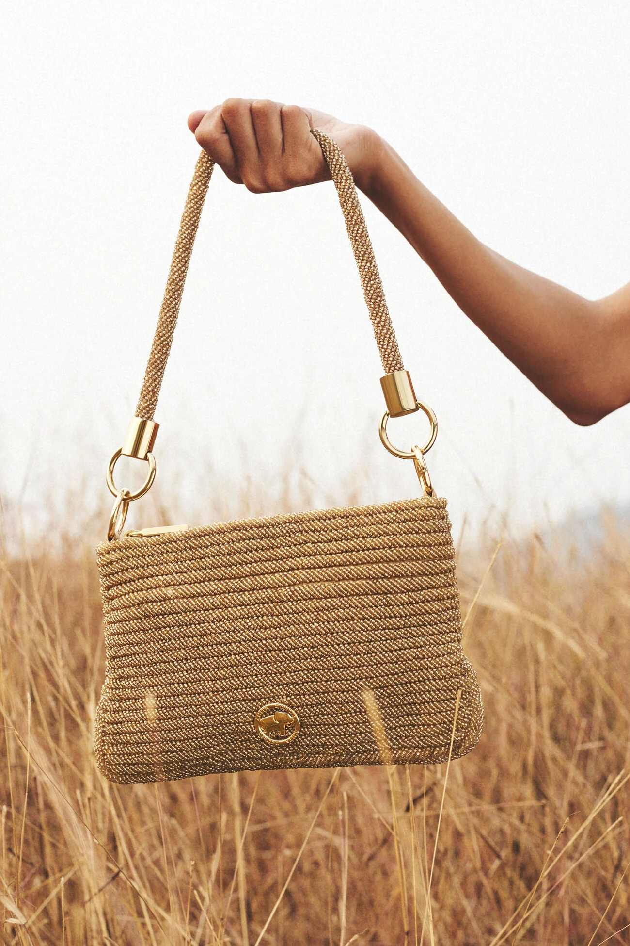 Champagne Gold Glass Beaded Bag 4 Champagne Gold Glass Beaded Bag - Image 2