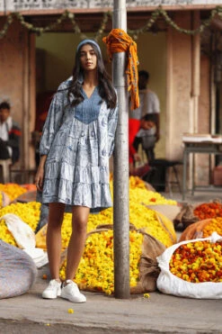 Kohinoor Tiered Dress - Indigo