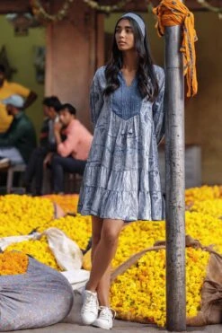 Kohinoor Tiered Dress - Indigo -Anita Dongre F22G111​ INDIGO 6