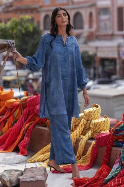 Johri Tunic Coord Set - Indigo