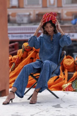 Johri Tunic Coord Set - Indigo -Anita Dongre F22G703​ INDIGO 4