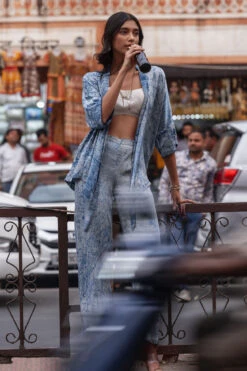 Jaipur Blue Overlap Coord Set - Indigo -Anita Dongre F22G705​ INDIGO 6