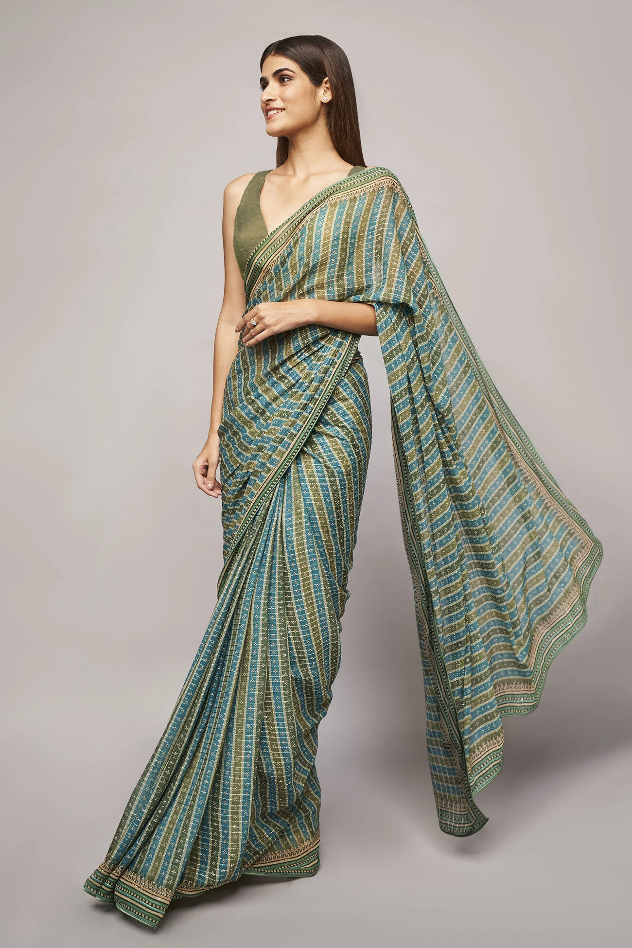 Alana Saree - Sage 4 Alana Saree - Sage - Image 2