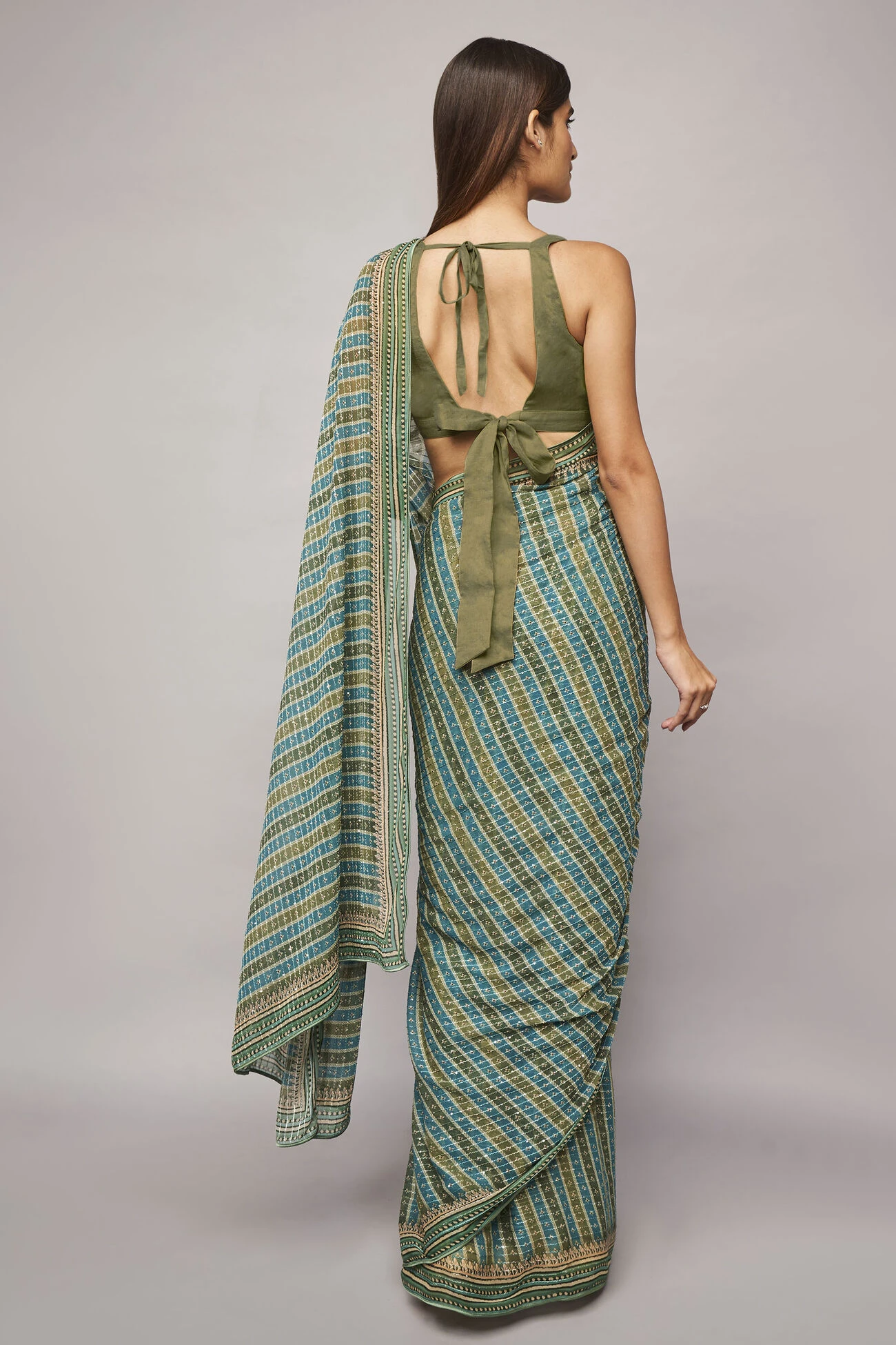 Alana Saree - Sage 5 Alana Saree - Sage - Image 3