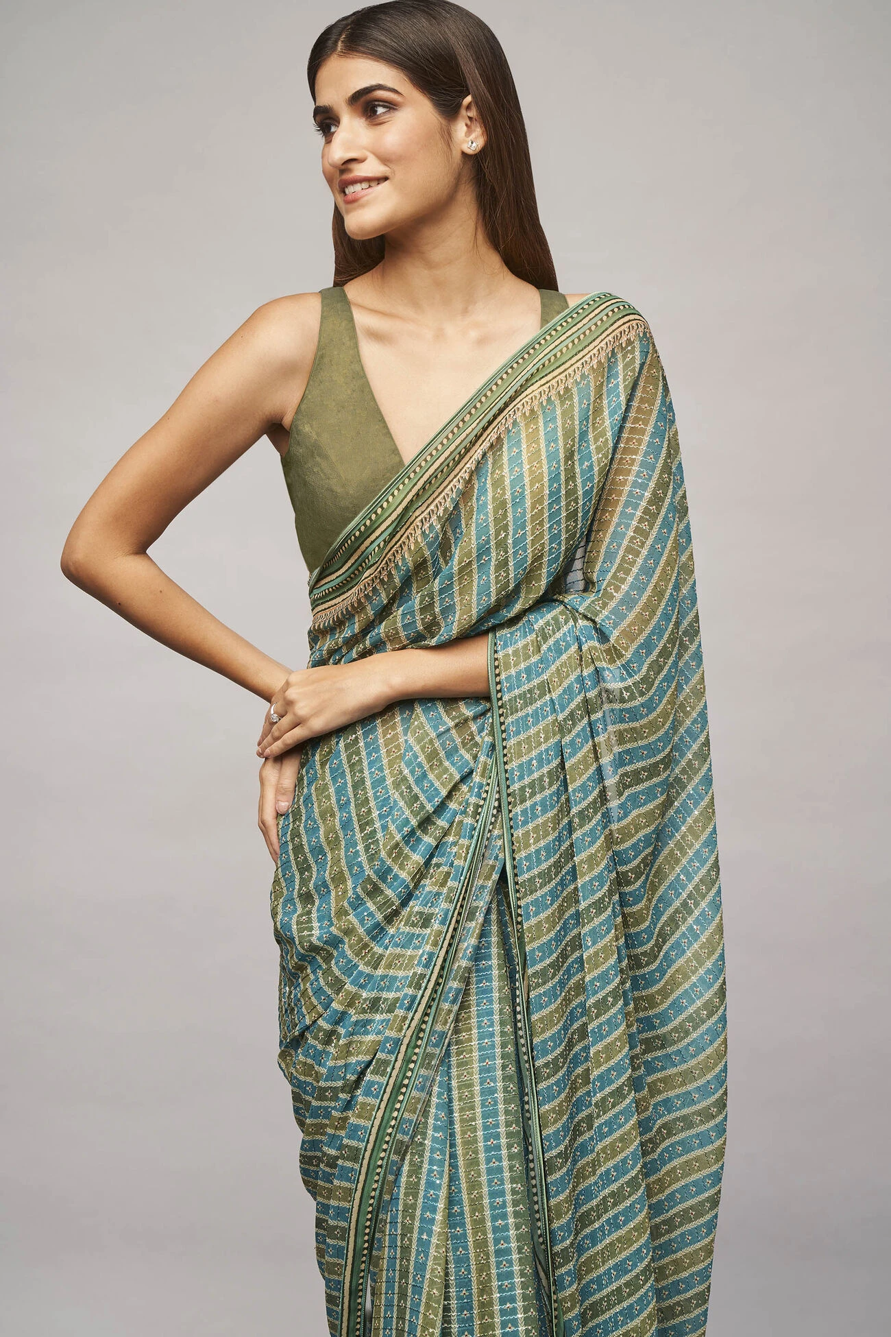 Alana Saree - Sage 7 Alana Saree - Sage - Image 5