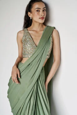 Starling Saree - Sage Green -Anita Dongre F23A377 Sage 4