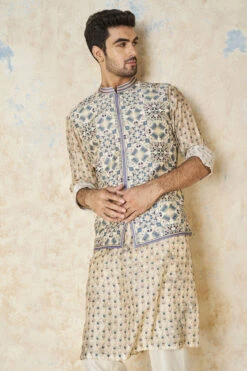 Evyavan Nehru Jacket - Sand -Anita Dongre F23M15B Sandblue 6