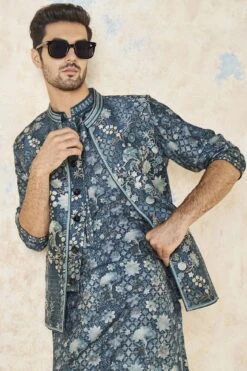 Bhramar Nehru Jacket - Blue -Anita Dongre F23M28B Blue 4