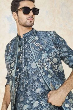 Bhramar Nehru Jacket - Blue -Anita Dongre F23M28B Blue 7