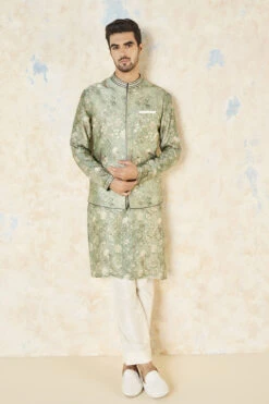 Bhramar Nehru Jacket - Sage