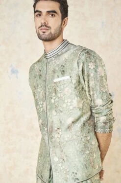 Bhramar Nehru Jacket - Sage -Anita Dongre F23M28B Sage 4