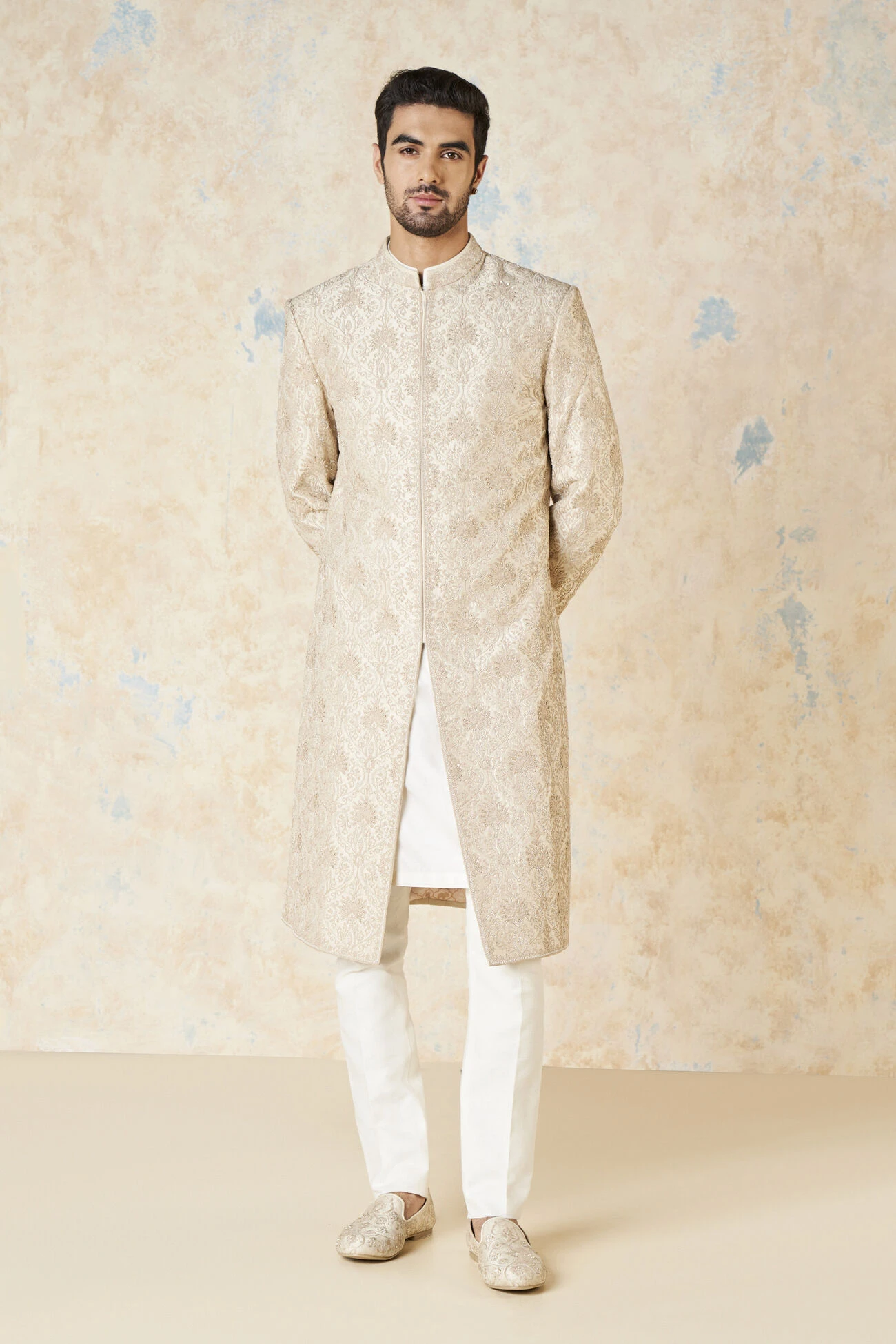 Ikshaan Sherwani - Ivory 4 Ikshaan Sherwani - Ivory - Image 2