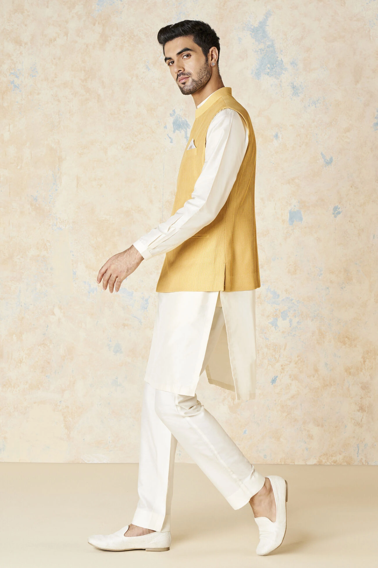 Akheel Nehru Jacket - Mustard 5 Akheel Nehru Jacket - Mustard - Image 3