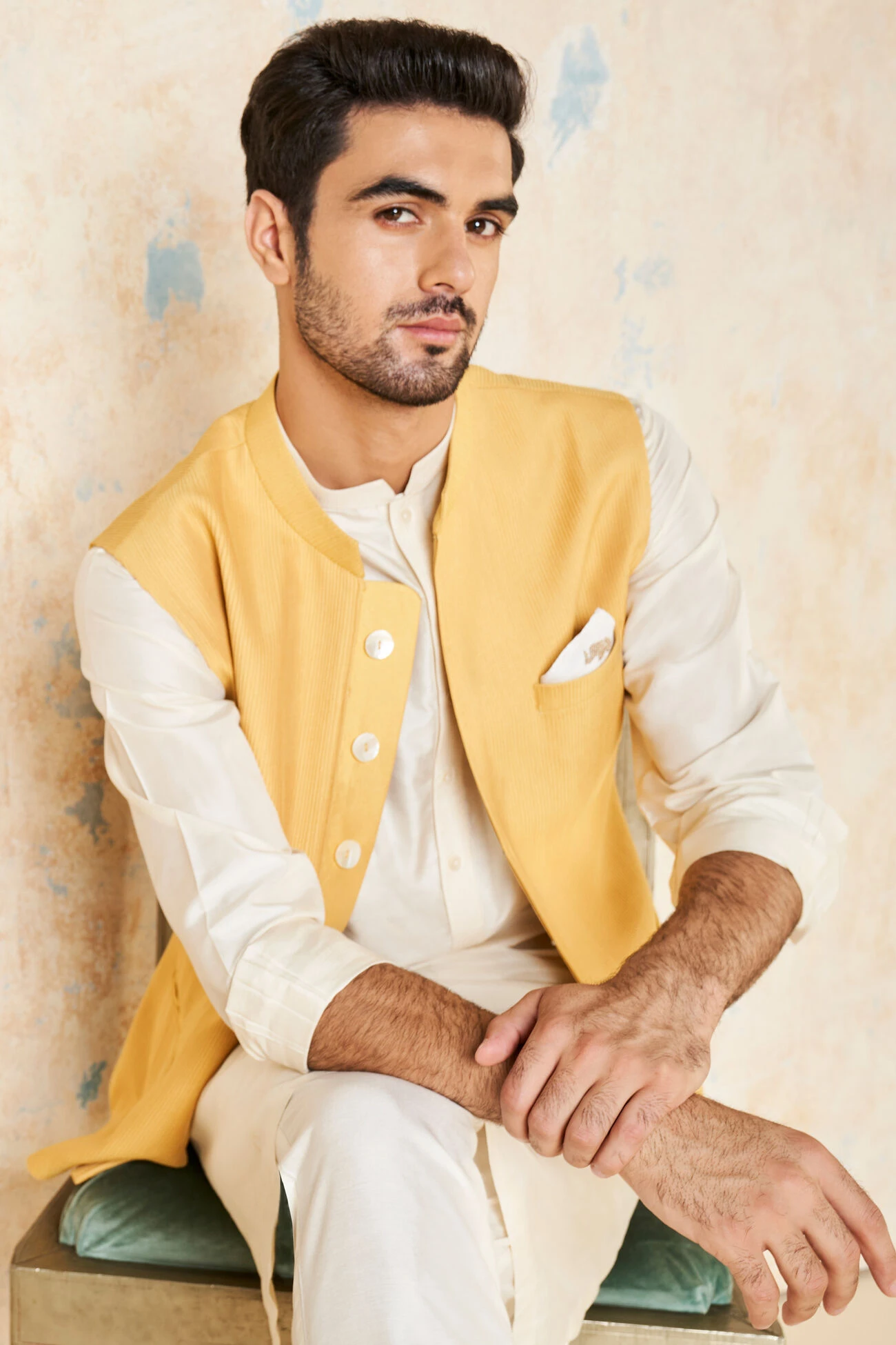 Akheel Nehru Jacket - Mustard 7 Akheel Nehru Jacket - Mustard - Image 5