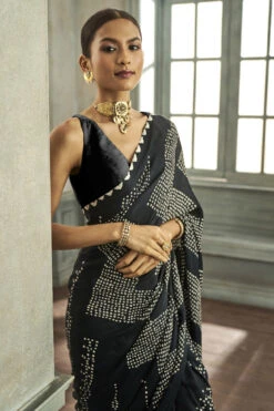 Deetya Bandhani Saree - Black -Anita Dongre F23P68 BKWH 5