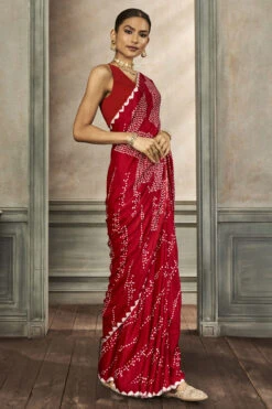 Deetya Bandhani Saree - Red -Anita Dongre F23P68 REDD 3