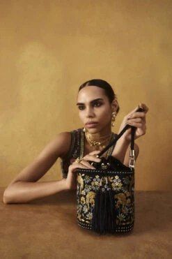 Pichhwai Bucket Bag - Nightingale Black -Anita Dongre F23PBUCKET1 Black 2