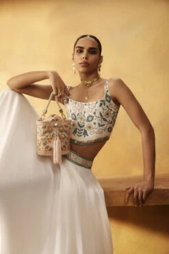 Pichhwai Bucket Bag - Flamingo Pink -Anita Dongre F23PBUCKET1 Flamingo20pink 2