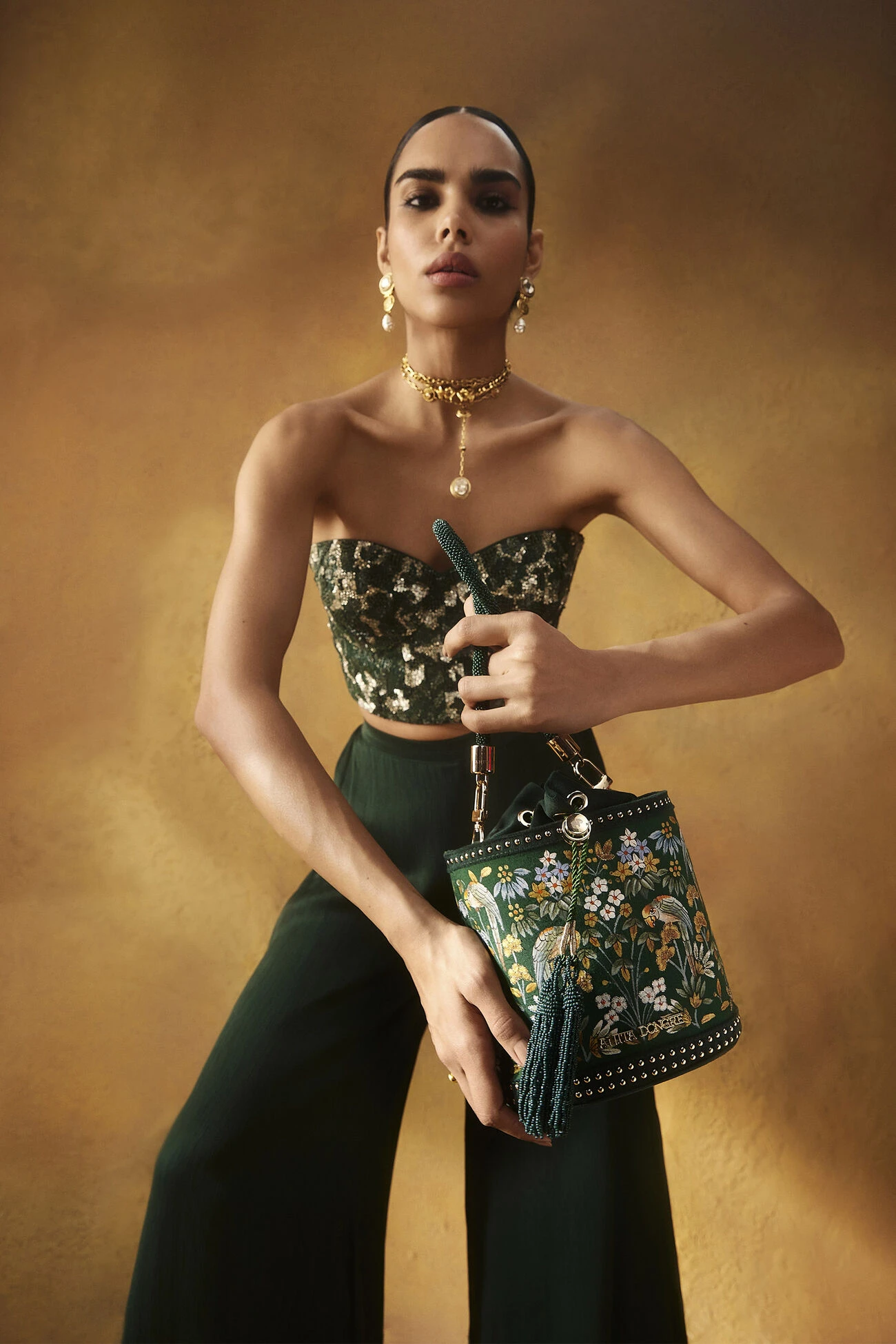 Pichhwai Bucket Bag - Starling Green 4 Pichhwai Bucket Bag - Starling Green - Image 2